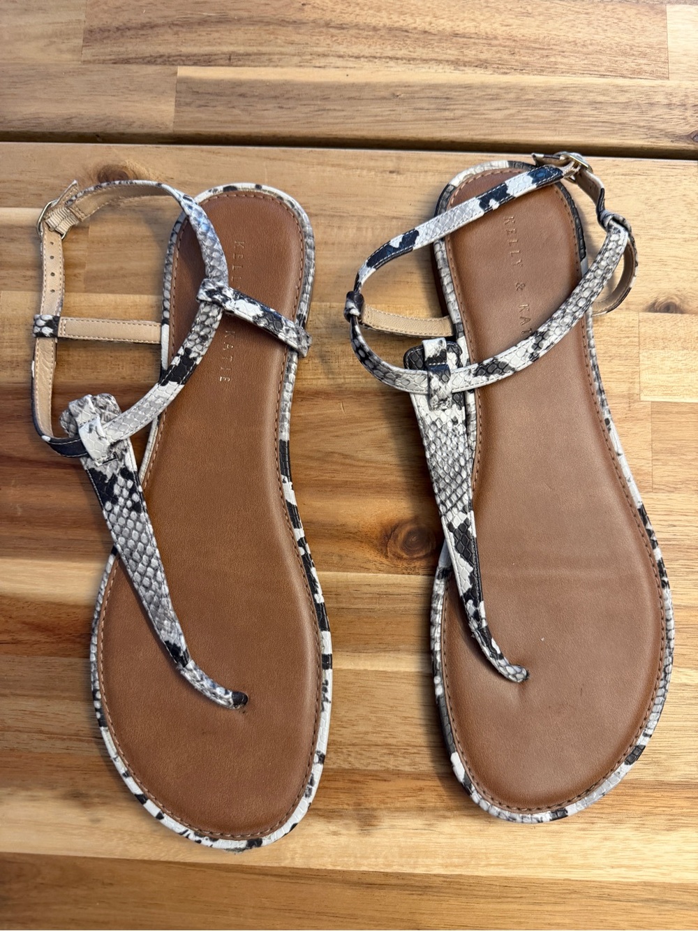 Kelly & Katie Snake-Print T-Strap Sandals